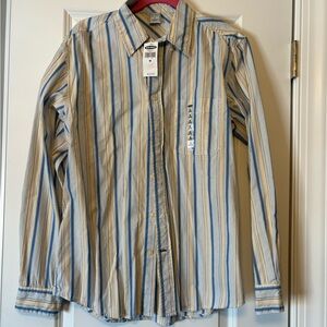 Old navy  Men's Blue and Yellow Striped Button Down Shirt